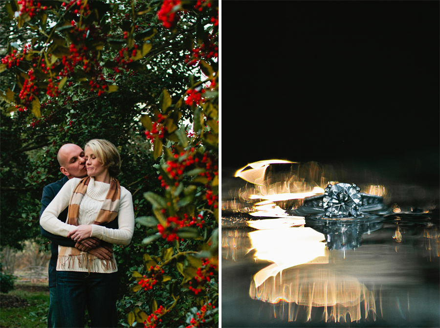 Couple poses in Holmdel Park during their engagement photo session with Monmouth County Wedding Photographers Markow Photography