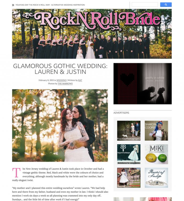 tattooed bride gothic wedding featured on Rock n' Roll Bride Wedding blog