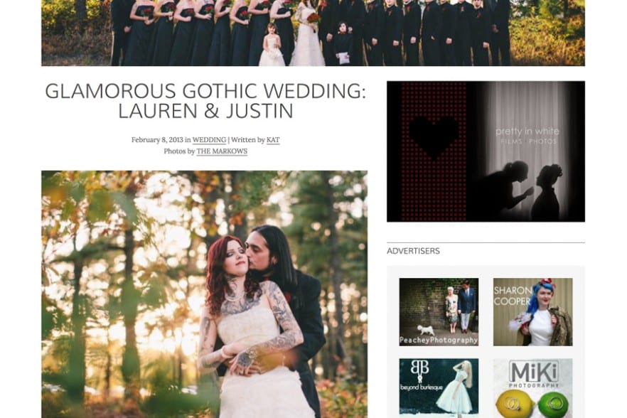 tattooed bride gothic wedding featured on Rock n
