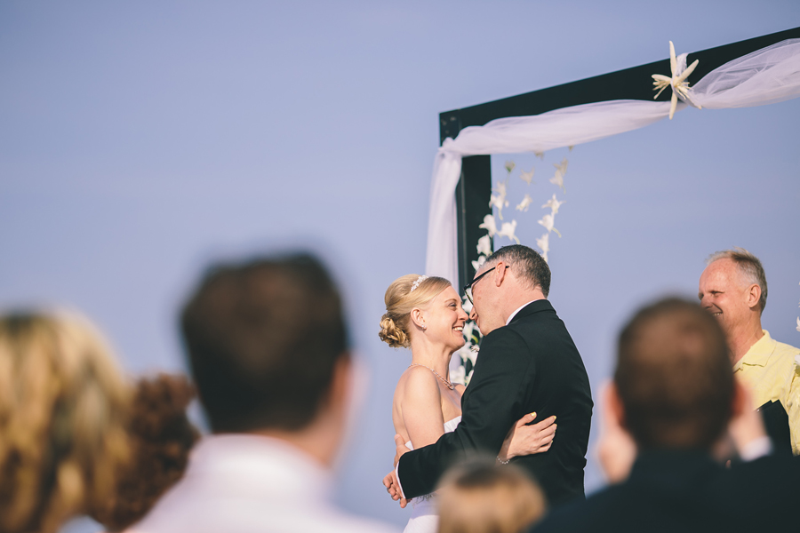 NJ Beach Wedding First Kiss Photos