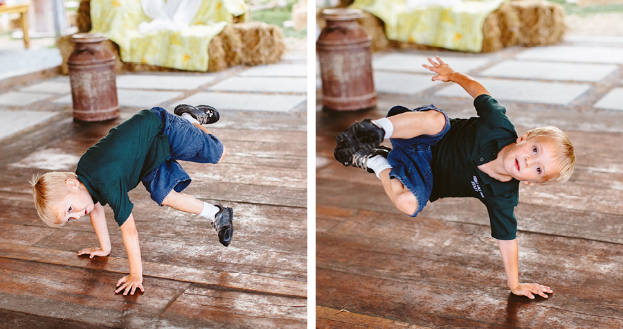 Break dancing boy at fiddle lake farm