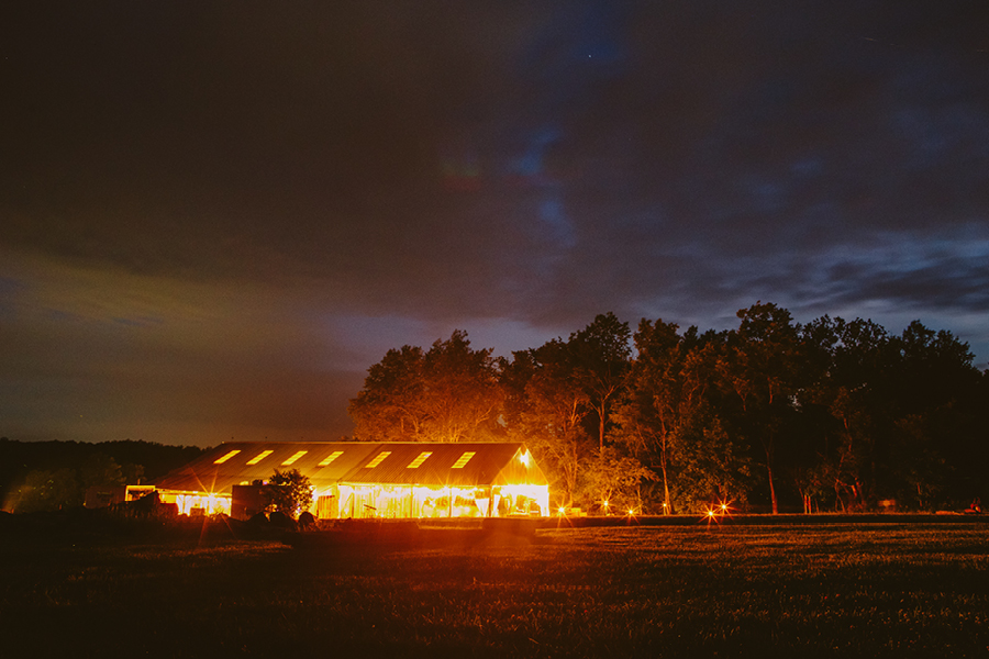 Fiddle lake farm at night
