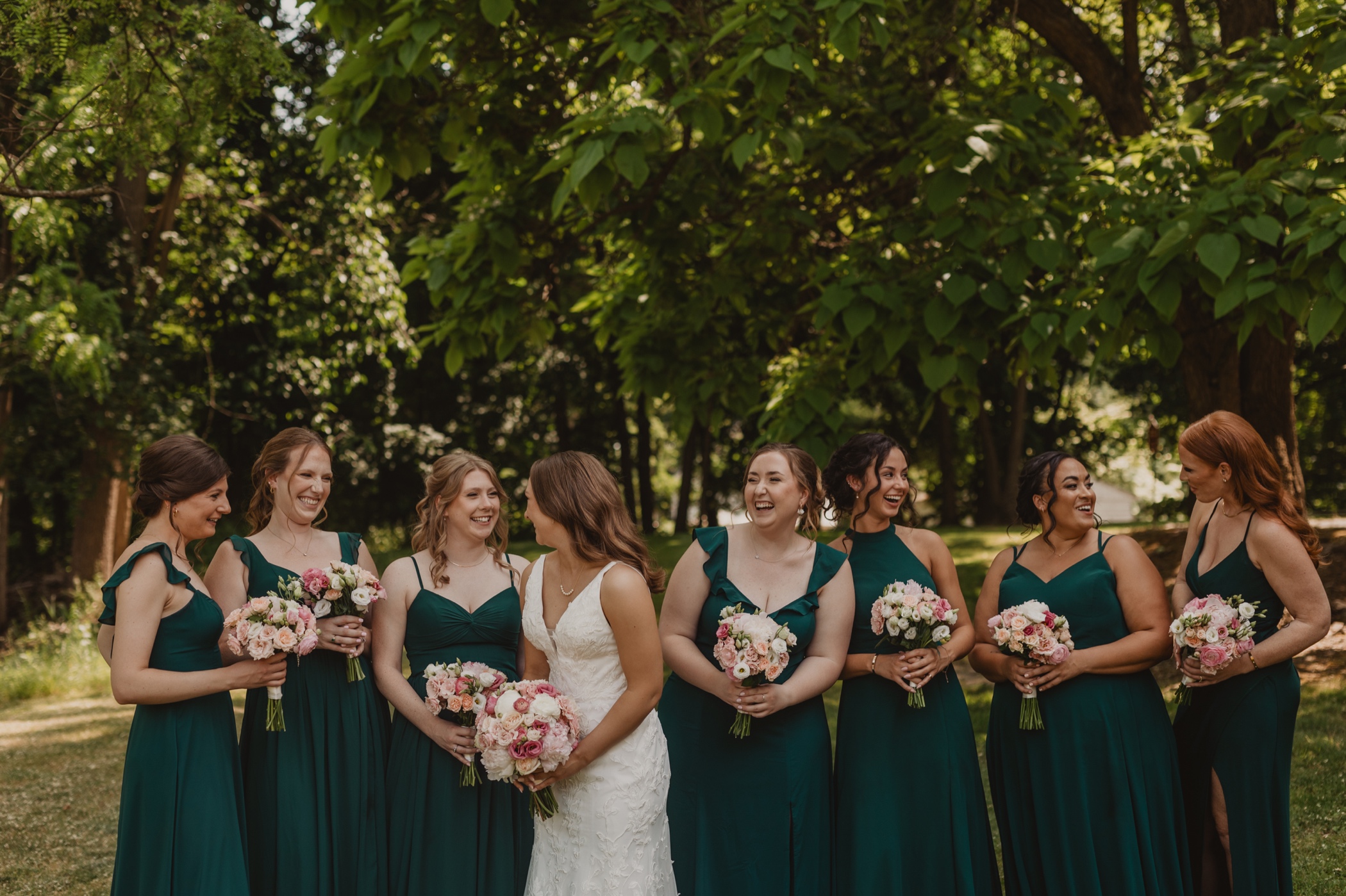 Bride and bridesmaids at Brotherhood Winery