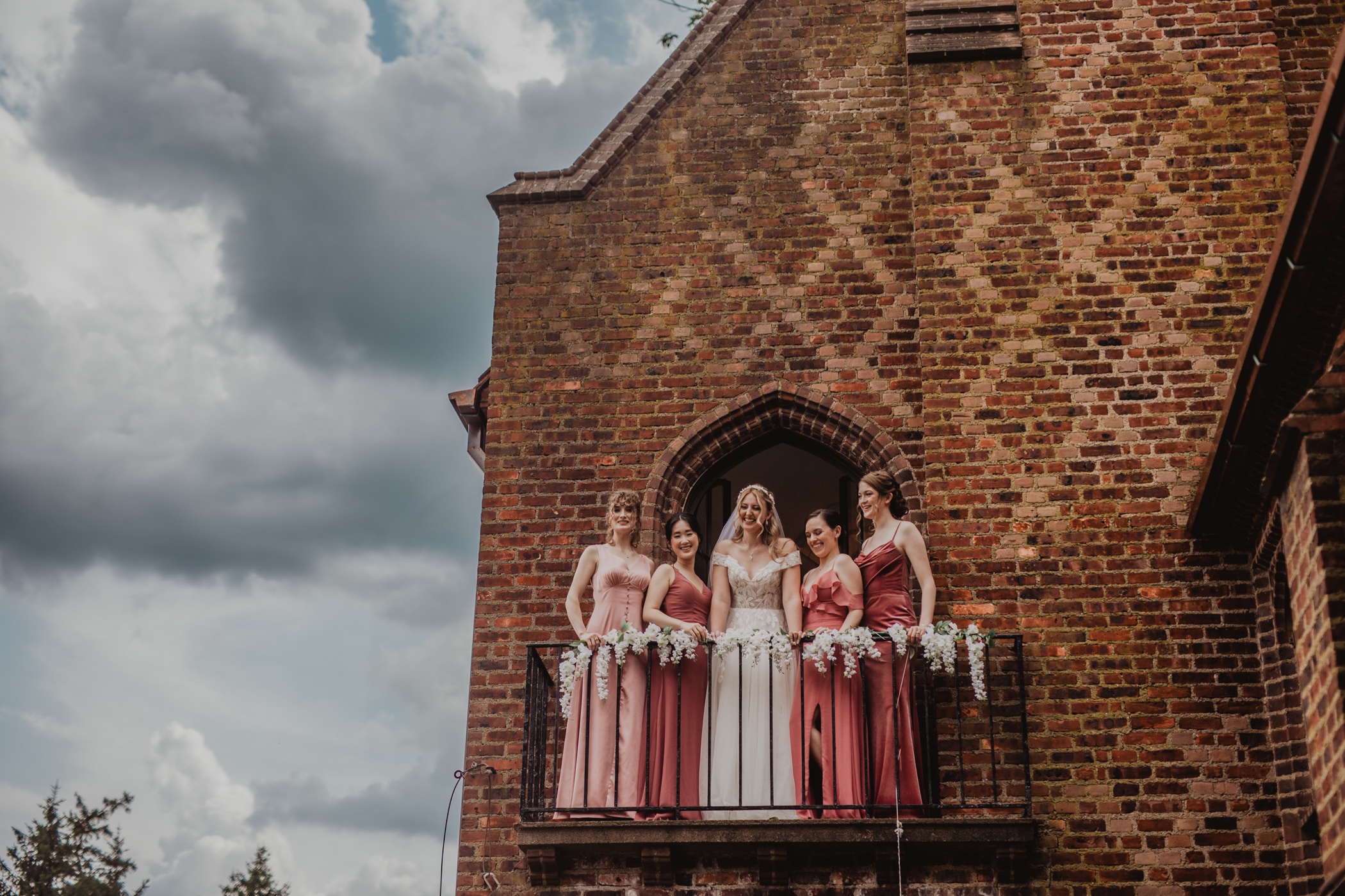 Bride with bridesmaids Aldie Mansion Wedding
