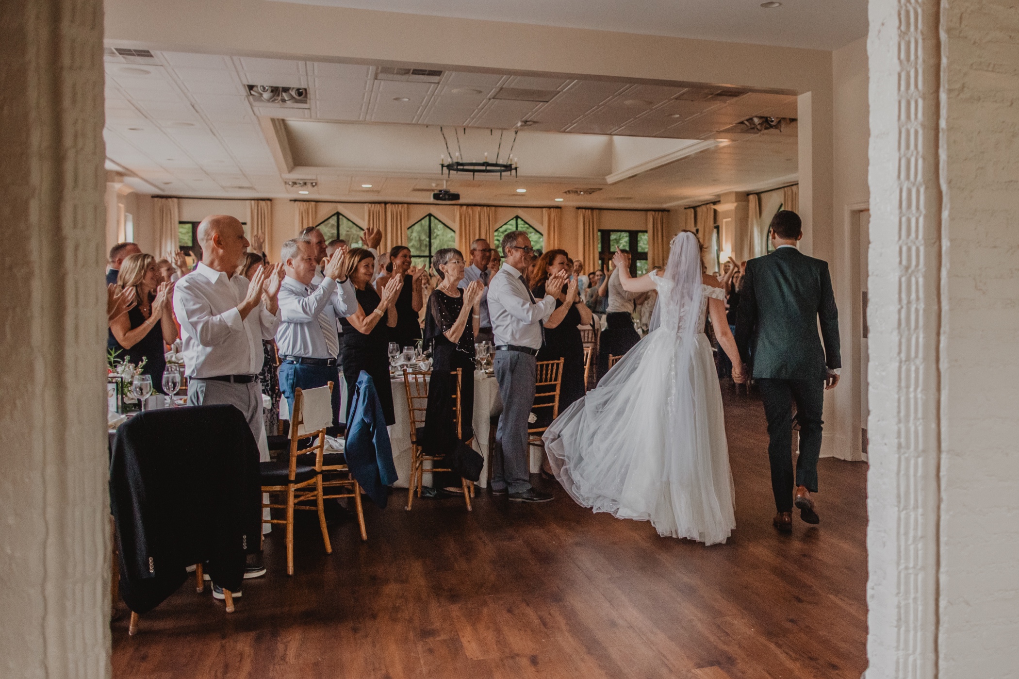 Bride and Groom Entering Reception Aldie Mansion