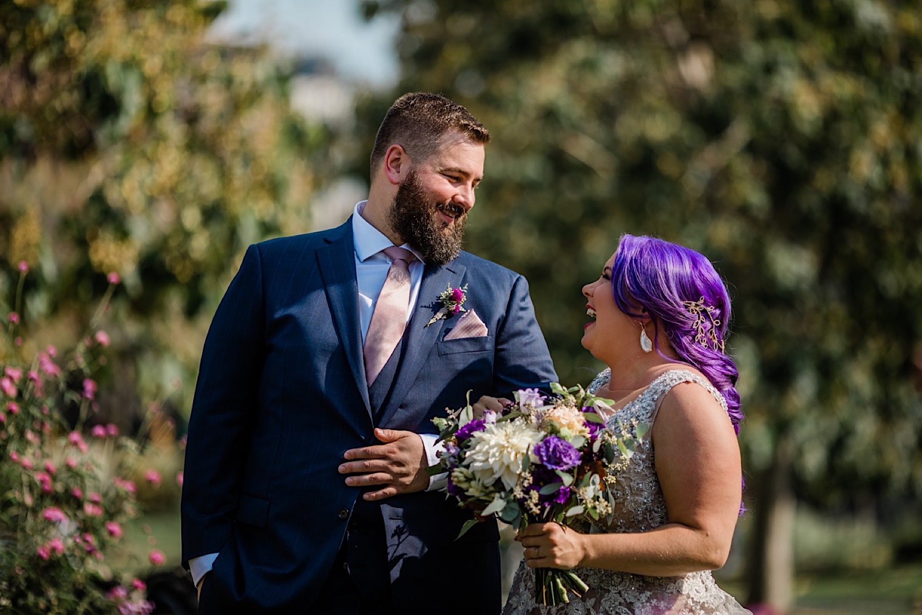 bride with purple hair