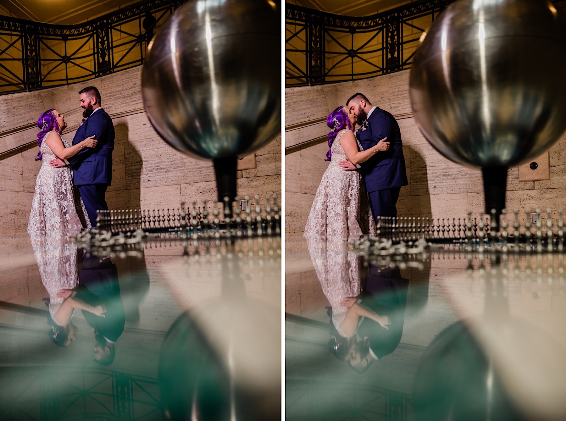 pendulum wedding photos at Franklin institute