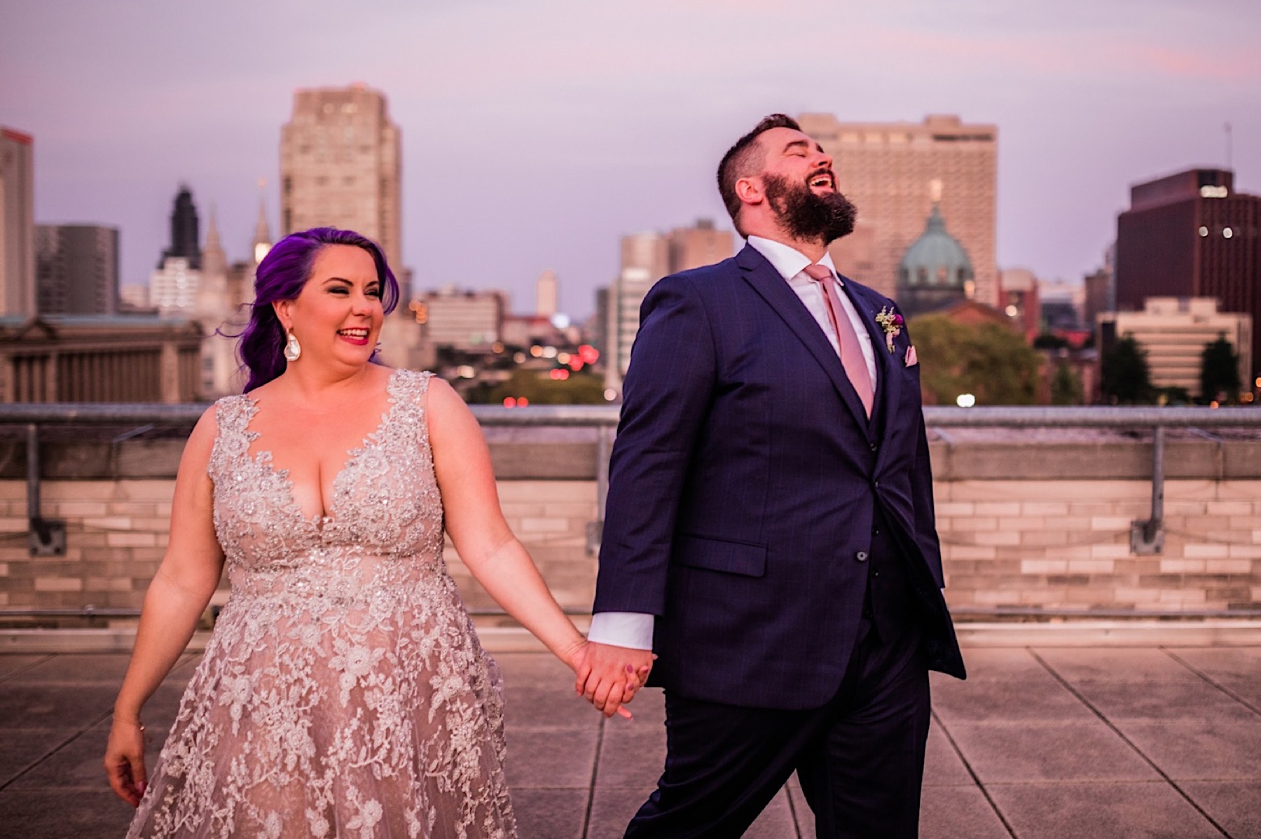 happy bride and groom in philadelphia pa